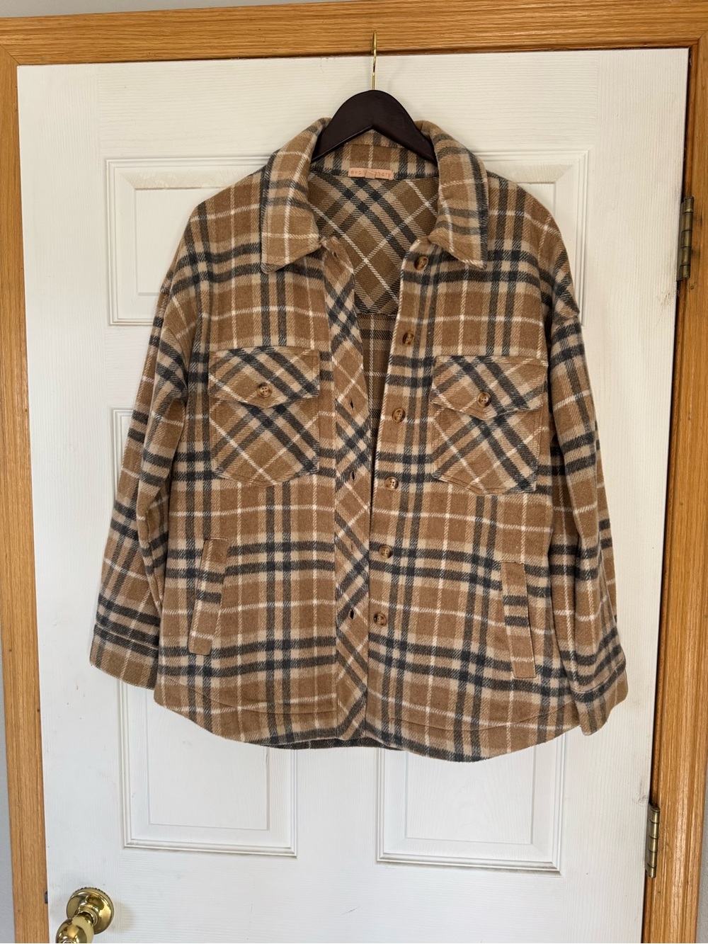 Plaid Shacket Jacket in Camel Plaid